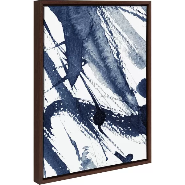 Kate and Laurel Sylvie Indigo Watercolor Framed Canvas Wall Art by Amy Peterson Art Studio 23x33 Gray Decorative Abstract Art Print for WallBrown