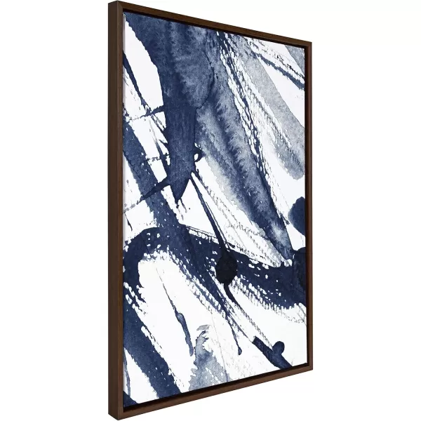 Kate and Laurel Sylvie Indigo Watercolor Framed Canvas Wall Art by Amy Peterson Art Studio 23x33 Gray Decorative Abstract Art Print for WallBrown
