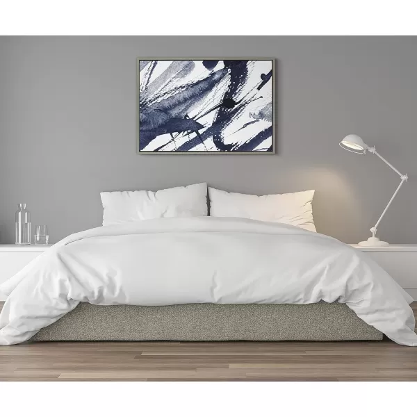 Kate and Laurel Sylvie Indigo Watercolor Framed Canvas Wall Art by Amy Peterson Art Studio 23x33 Gray Decorative Abstract Art Print for WallGray