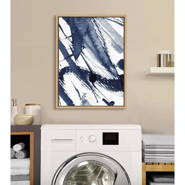 Kate and Laurel Sylvie Indigo Watercolor Framed Canvas Wall Art by Amy Peterson Art Studio 23x33 Gray Decorative Abstract Art Print for WallNatural