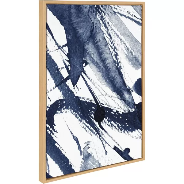 Kate and Laurel Sylvie Indigo Watercolor Framed Canvas Wall Art by Amy Peterson Art Studio 23x33 Gray Decorative Abstract Art Print for WallNatural