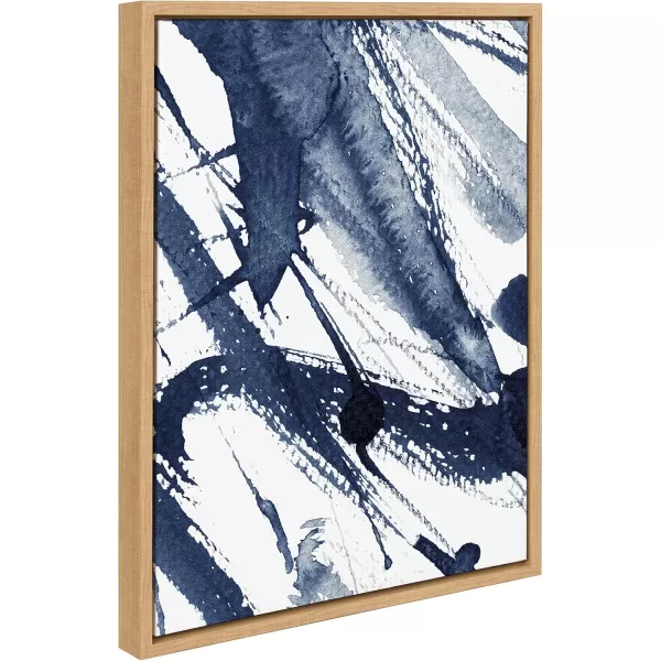 Kate and Laurel Sylvie Indigo Watercolor Framed Canvas Wall Art by Amy Peterson Art Studio 23x33 Gray Decorative Abstract Art Print for WallNatural