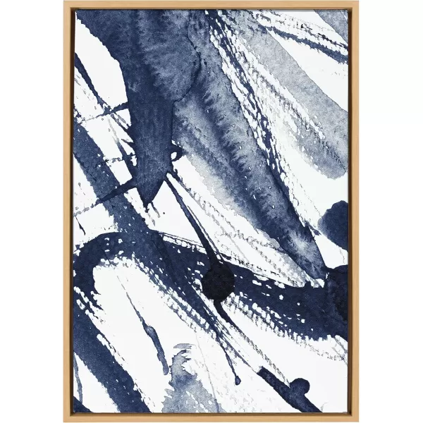 Kate and Laurel Sylvie Indigo Watercolor Framed Canvas Wall Art by Amy Peterson Art Studio 23x33 Gray Decorative Abstract Art Print for WallNatural