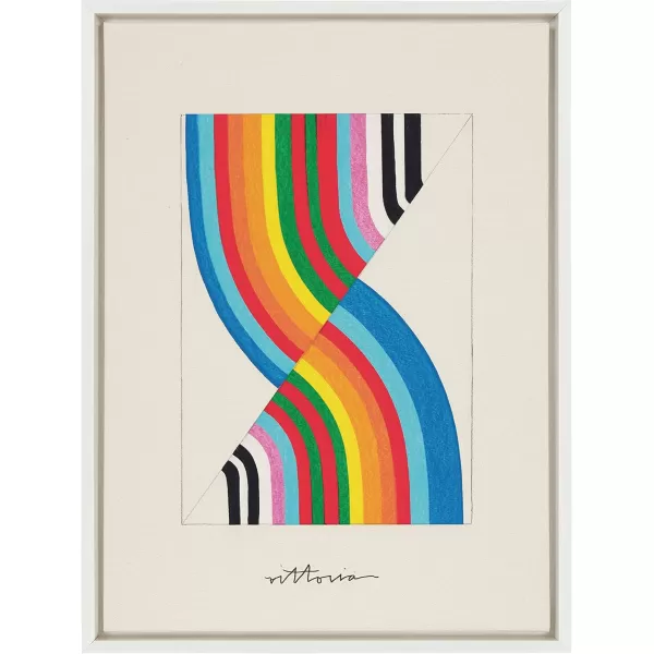 Kate and Laurel Sylvie Its Always an Almost Framed Canvas Wall Art by Amber Vittoria 18x24 Natural Modern Abstract Colorful Geometric Art for Wall DecorWhite