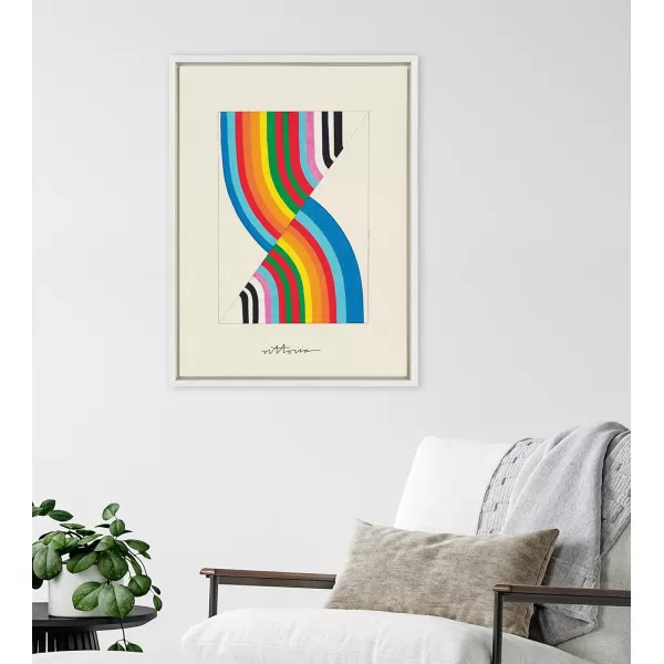 Kate and Laurel Sylvie Its Always an Almost Framed Canvas Wall Art by Amber Vittoria 18x24 Natural Modern Abstract Colorful Geometric Art for Wall DecorWhite