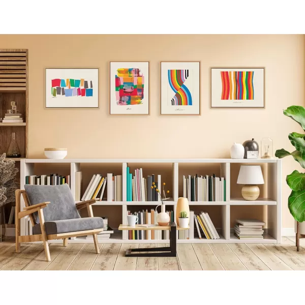 Kate and Laurel Sylvie Its Always an Almost Framed Canvas Wall Art by Amber Vittoria 18x24 Natural Modern Abstract Colorful Geometric Art for Wall DecorNatural