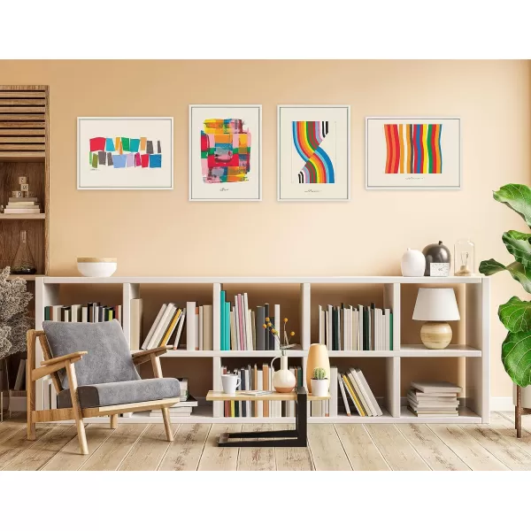 Kate and Laurel Sylvie Its Always an Almost Framed Canvas Wall Art by Amber Vittoria 18x24 Natural Modern Abstract Colorful Geometric Art for Wall DecorWhite