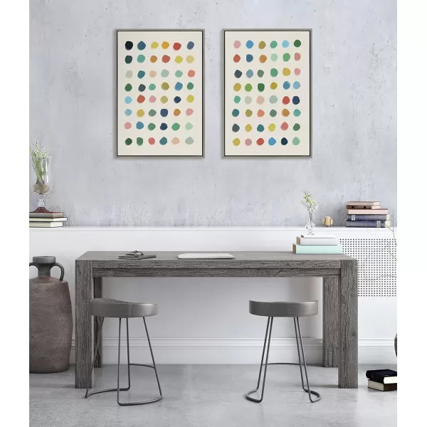 Kate and Laurel Sylvie Meditation 1 and 2 Framed Canvas Wall Art Set by Kelly Knaga 2 Piece 23x33 Gray Modern Abstract Colorful Polka Dot Art Set for Wall Home DecorGray
