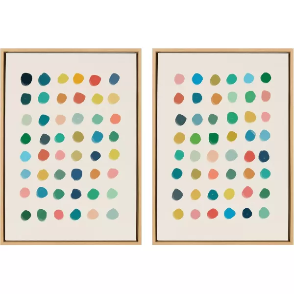 Kate and Laurel Sylvie Meditation 1 and 2 Framed Canvas Wall Art Set by Kelly Knaga 2 Piece 23x33 Gray Modern Abstract Colorful Polka Dot Art Set for Wall Home DecorNatural