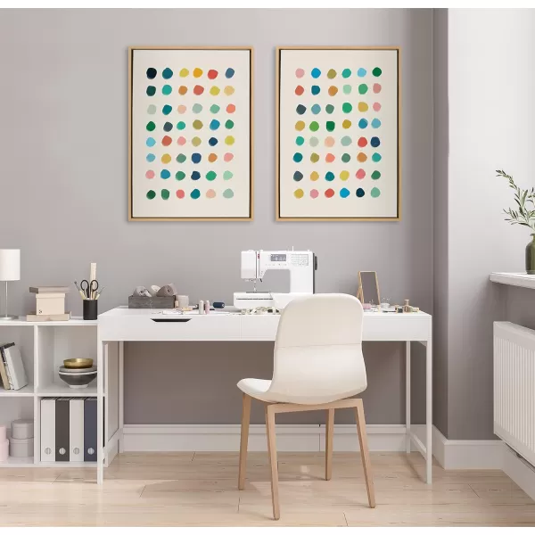 Kate and Laurel Sylvie Meditation 1 and 2 Framed Canvas Wall Art Set by Kelly Knaga 2 Piece 23x33 Gray Modern Abstract Colorful Polka Dot Art Set for Wall Home DecorNatural
