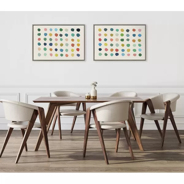 Kate and Laurel Sylvie Meditation 1 and 2 Framed Canvas Wall Art Set by Kelly Knaga 2 Piece 23x33 Gray Modern Abstract Colorful Polka Dot Art Set for Wall Home DecorGray