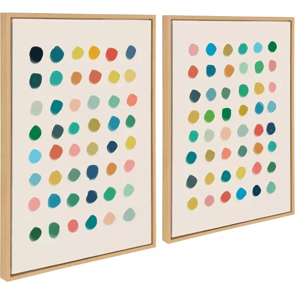 Kate and Laurel Sylvie Meditation 1 and 2 Framed Canvas Wall Art Set by Kelly Knaga 2 Piece 23x33 Gray Modern Abstract Colorful Polka Dot Art Set for Wall Home DecorNatural