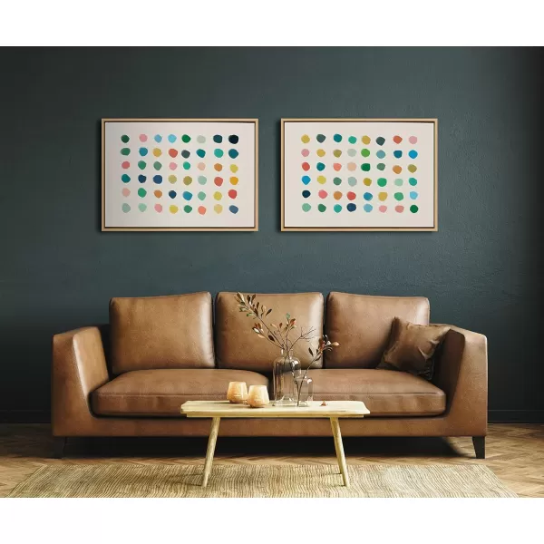 Kate and Laurel Sylvie Meditation 1 and 2 Framed Canvas Wall Art Set by Kelly Knaga 2 Piece 23x33 Gray Modern Abstract Colorful Polka Dot Art Set for Wall Home DecorNatural