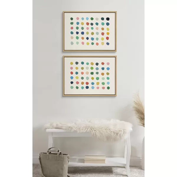 Kate and Laurel Sylvie Meditation 1 and 2 Framed Canvas Wall Art Set by Kelly Knaga 2 Piece 23x33 Gray Modern Abstract Colorful Polka Dot Art Set for Wall Home DecorNatural