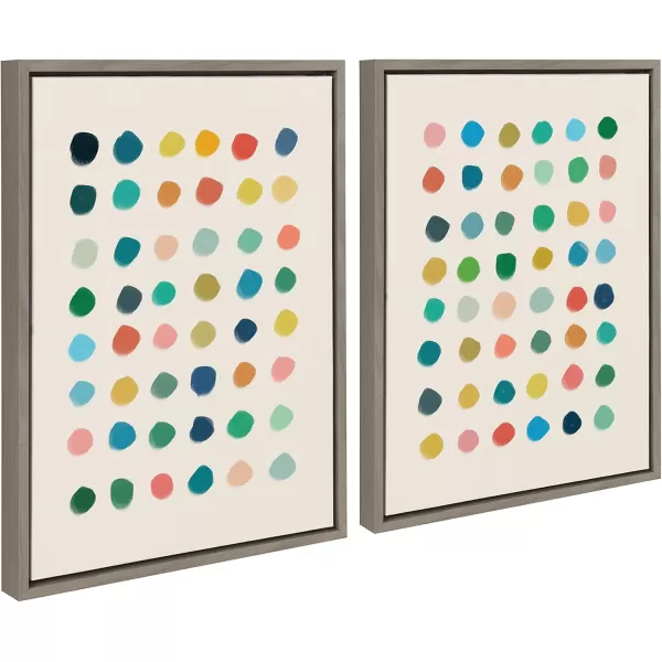 Kate and Laurel Sylvie Meditation 1 and 2 Framed Canvas Wall Art Set by Kelly Knaga 2 Piece 23x33 Gray Modern Abstract Colorful Polka Dot Art Set for Wall Home DecorGray
