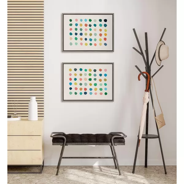 Kate and Laurel Sylvie Meditation 1 and 2 Framed Canvas Wall Art Set by Kelly Knaga 2 Piece 23x33 Gray Modern Abstract Colorful Polka Dot Art Set for Wall Home DecorGray