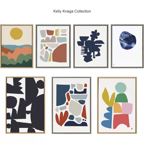 Kate and Laurel Sylvie Meditation 1 and 2 Framed Canvas Wall Art Set by Kelly Knaga 2 Piece 23x33 Gray Modern Abstract Colorful Polka Dot Art Set for Wall Home DecorNatural
