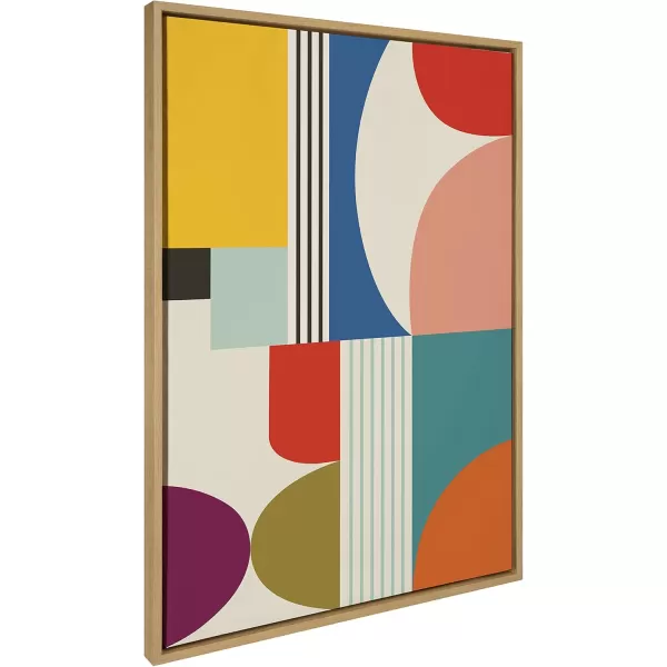 Kate and Laurel Sylvie Mid Century Modern Pattern Framed Canvas Wall Art by Rachel Lee of My Dream Wall 18x40 Brown Colorful Abstract Art Print for Home Wall DecorNatural