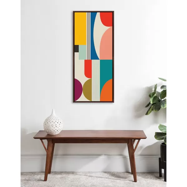 Kate and Laurel Sylvie Mid Century Modern Pattern Framed Canvas Wall Art by Rachel Lee of My Dream Wall 18x40 Brown Colorful Abstract Art Print for Home Wall DecorBrown