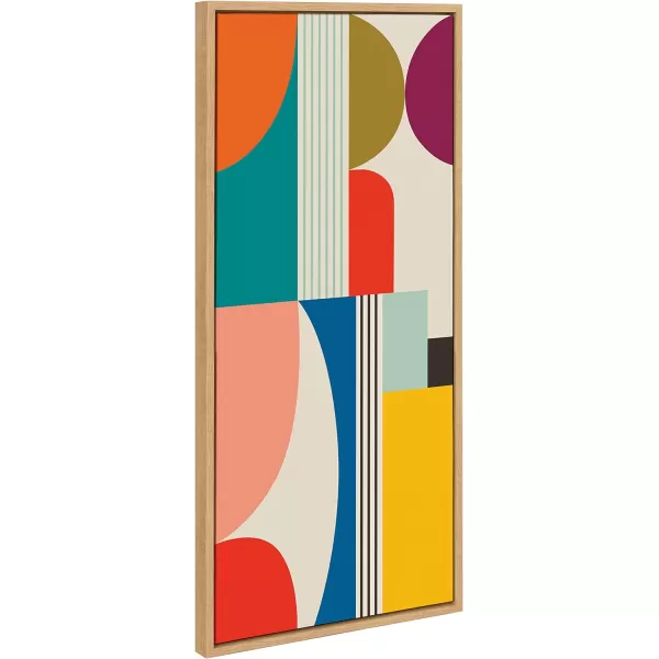 Kate and Laurel Sylvie Mid Century Modern Pattern Framed Canvas Wall Art by Rachel Lee of My Dream Wall 18x40 Brown Colorful Abstract Art Print for Home Wall DecorNatural