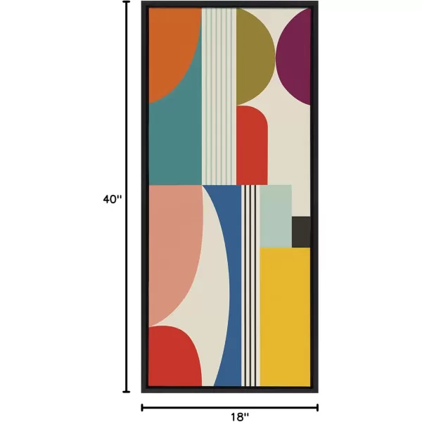 Kate and Laurel Sylvie Mid Century Modern Pattern Framed Canvas Wall Art by Rachel Lee of My Dream Wall 18x40 Brown Colorful Abstract Art Print for Home Wall DecorBlack