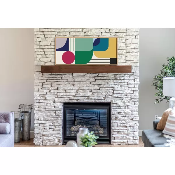 Kate and Laurel Sylvie MidCentury Modern Pattern 14 Framed Canvas Wall Art Home Decor by Rachel Lee of My Dream Wall 18x40 Natural Colorful Abstract Shape Pattern Art for Wall