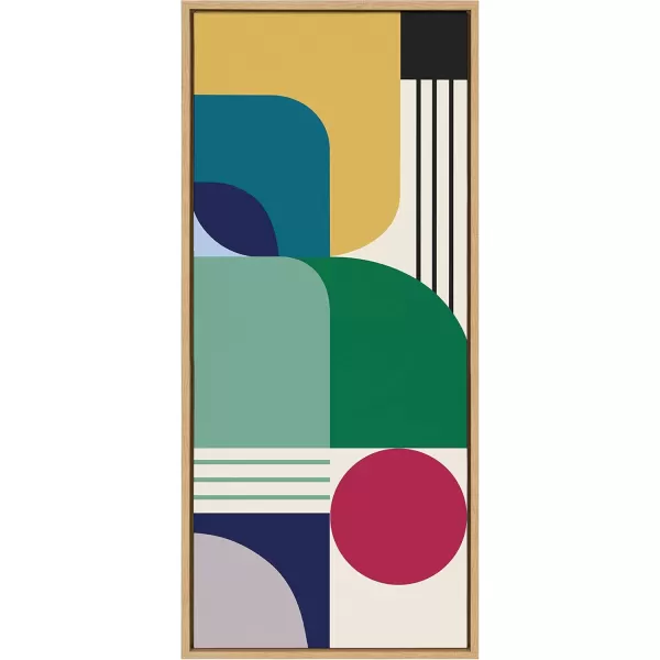 Kate and Laurel Sylvie MidCentury Modern Pattern 14 Framed Canvas Wall Art Home Decor by Rachel Lee of My Dream Wall 18x40 Natural Colorful Abstract Shape Pattern Art for Wall