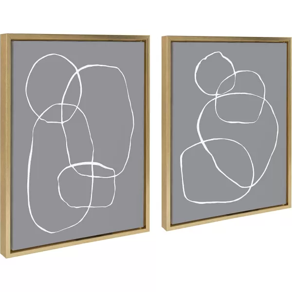 Kate and Laurel Sylvie Modern Circles Gray Framed Canvas Wall Art Set by Teju Reval of SnazzyHues 2 Piece 18x24 Gold Decorative Modern Art for WallGold