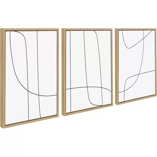 Kate and Laurel Sylvie Modern Line Abstract Black and White Framed Canvas Wall Art Set by The Creative Bunch Studio 3 Piece Set 18x24 Black Decorative Abstract Wall DcorNatural