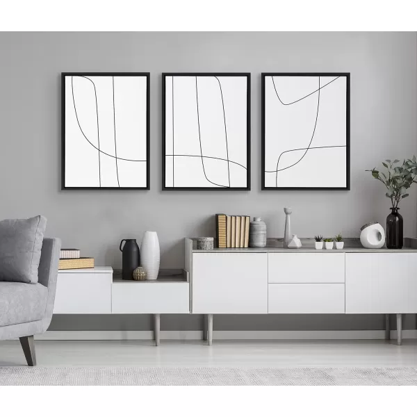Kate and Laurel Sylvie Modern Line Abstract Black and White Framed Canvas Wall Art Set by The Creative Bunch Studio 3 Piece Set 18x24 Black Decorative Abstract Wall DcorBlack