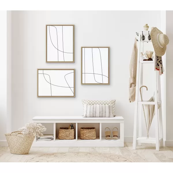 Kate and Laurel Sylvie Modern Line Abstract Black and White Framed Canvas Wall Art Set by The Creative Bunch Studio 3 Piece Set 18x24 Black Decorative Abstract Wall DcorNatural