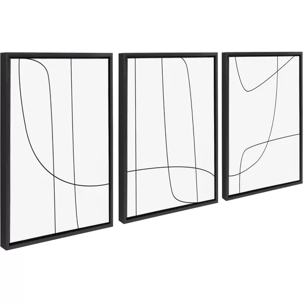Kate and Laurel Sylvie Modern Line Abstract Black and White Framed Canvas Wall Art Set by The Creative Bunch Studio 3 Piece Set 18x24 Black Decorative Abstract Wall DcorBlack