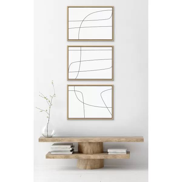 Kate and Laurel Sylvie Modern Line Abstract Black and White Framed Canvas Wall Art Set by The Creative Bunch Studio 3 Piece Set 18x24 Black Decorative Abstract Wall DcorNatural