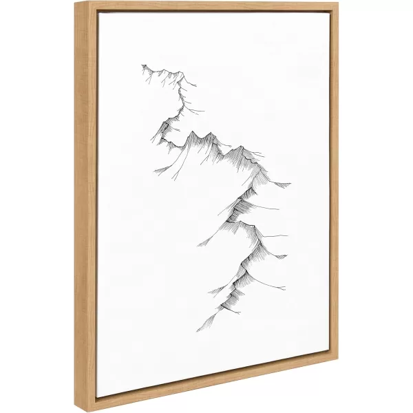 Kate and Laurel Sylvie Mountains Framed Canvas Wall Art by Viola Kreczmer 18x24 Natural Black and White Nature Art for WallNatural