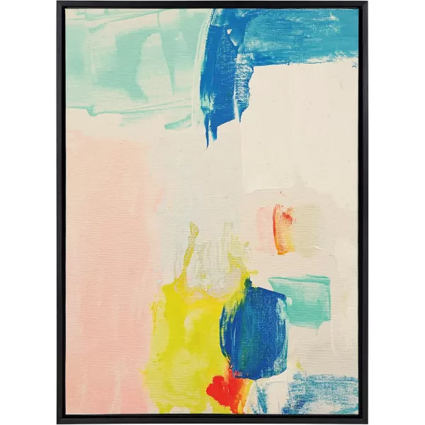 Kate and Laurel Sylvie Pop of Color I Framed Canvas Wall Art by Amy Lighthall 28x38 Gold Modern Abstract Painted Brushstrokes Art for WallBlack