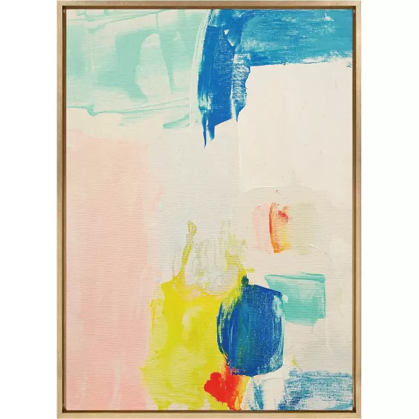 Kate and Laurel Sylvie Pop of Color I Framed Canvas Wall Art by Amy Lighthall 28x38 Gold Modern Abstract Painted Brushstrokes Art for WallGold