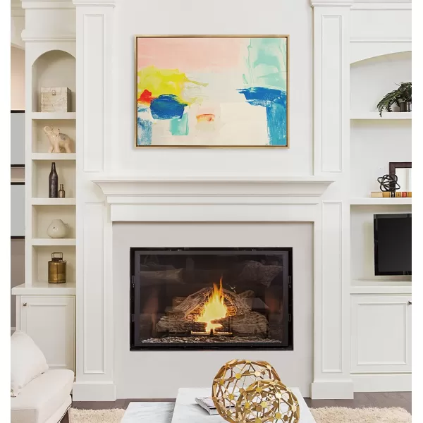 Kate and Laurel Sylvie Pop of Color I Framed Canvas Wall Art by Amy Lighthall 28x38 Gold Modern Abstract Painted Brushstrokes Art for WallGold