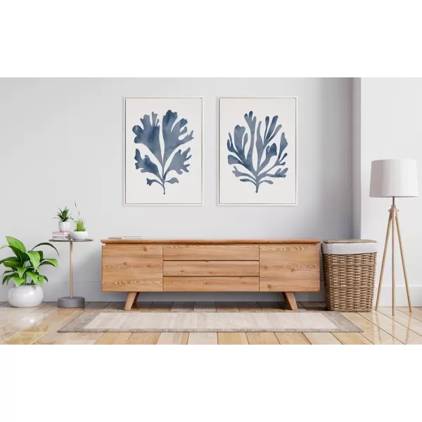 Kate and Laurel Sylvie Sophisticated Neutral Coral Blue 1 and 2 Framed Canvas Wall Art Set by The Creative Bunch Studio 2 Piece 18x24 White Soft Coastal Art for WallWhite