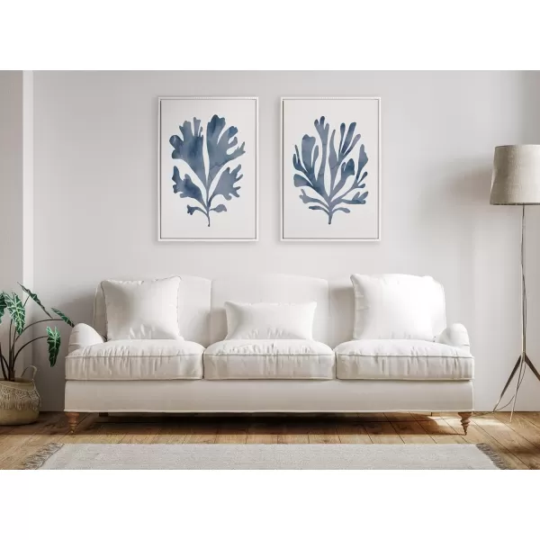 Kate and Laurel Sylvie Sophisticated Neutral Coral Blue 1 and 2 Framed Canvas Wall Art Set by The Creative Bunch Studio 2 Piece 18x24 White Soft Coastal Art for WallWhite