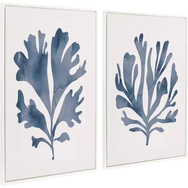 Kate and Laurel Sylvie Sophisticated Neutral Coral Blue 1 and 2 Framed Canvas Wall Art Set by The Creative Bunch Studio 2 Piece 18x24 White Soft Coastal Art for WallWhite