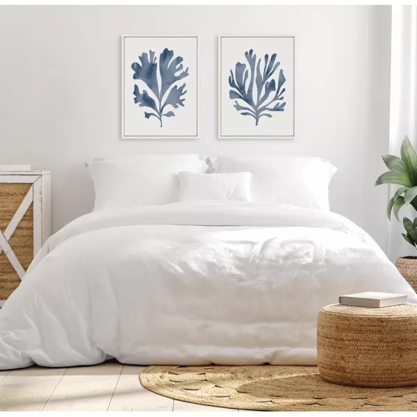 Kate and Laurel Sylvie Sophisticated Neutral Coral Blue 1 and 2 Framed Canvas Wall Art Set by The Creative Bunch Studio 2 Piece 18x24 White Soft Coastal Art for WallWhite