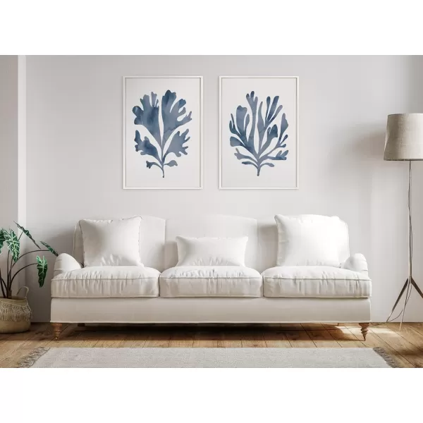 Kate and Laurel Sylvie Sophisticated Neutral Coral Blue 1 and 2 Framed Canvas Wall Art Set by The Creative Bunch Studio 2 Piece Set 23x33 White Soft Coastal Art for Wall
