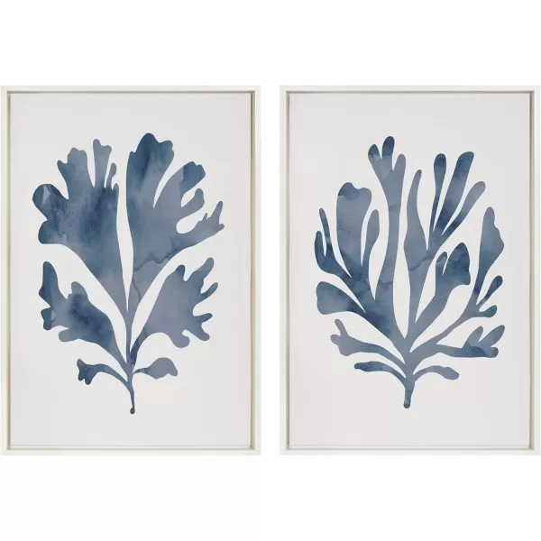 Kate and Laurel Sylvie Sophisticated Neutral Coral Blue 1 and 2 Framed Canvas Wall Art Set by The Creative Bunch Studio 2 Piece Set 23x33 White Soft Coastal Art for Wall