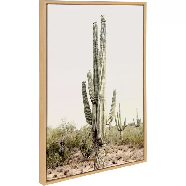 Kate and Laurel Sylvie Sunrise Cactus Pink Cactus Flower and Cactus 25 Framed Canvas Wall Art Set by Amy Peterson Art Studio 3 Piece Set 16x20 and 23x33 Natural Southwest Desert Wall Dcor