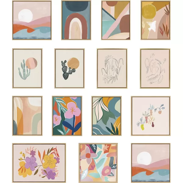Kate and Laurel Sylvie Sunrise Over Marrakesh 1 and 2 Framed Canvas Wall Art Set by Kate Aurelia Holloway 2 Piece Set 18x24 Natural Modern Abstract Colorful Wall Dcor Set