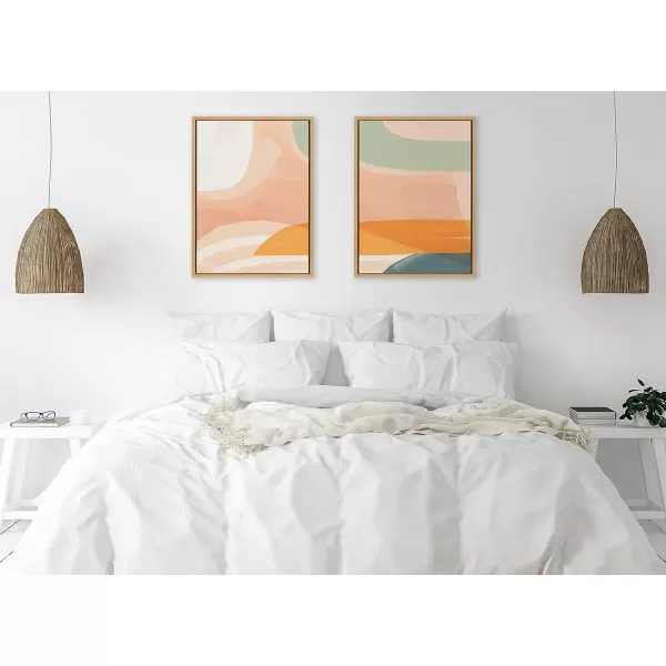 Kate and Laurel Sylvie Sunrise Over Marrakesh 1 and 2 Framed Canvas Wall Art Set by Kate Aurelia Holloway 2 Piece Set 18x24 Natural Modern Abstract Colorful Wall Dcor Set