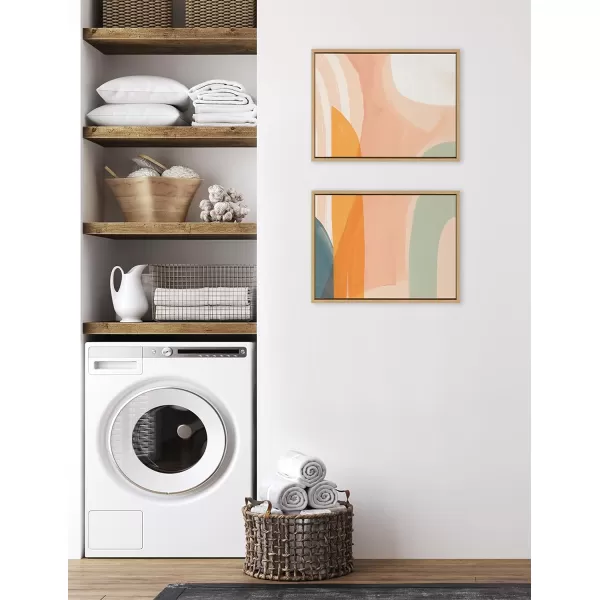 Kate and Laurel Sylvie Sunrise Over Marrakesh 1 and 2 Framed Canvas Wall Art Set by Kate Aurelia Holloway 2 Piece Set 18x24 Natural Modern Abstract Colorful Wall Dcor Set