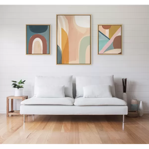 Kate and Laurel Sylvie Sunrise Over Marrakesh Teotitlan Valley Study 1 and 2 Framed Canvas Wall Art Set by Kate Aurelia Holloway 3 Piece Set 23x33 and 16x20 Natural MidCentury Modern Abstract Art