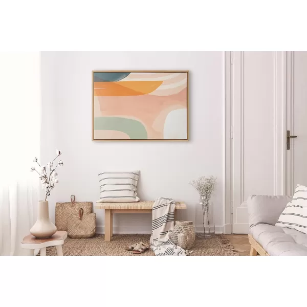 Kate and Laurel Sylvie Sunrise over Marrakesh Framed Canvas Wall Art by Kate Aurelia Holloway 23x33 Natural Decorative Boho Chic Art Print for WallNatural