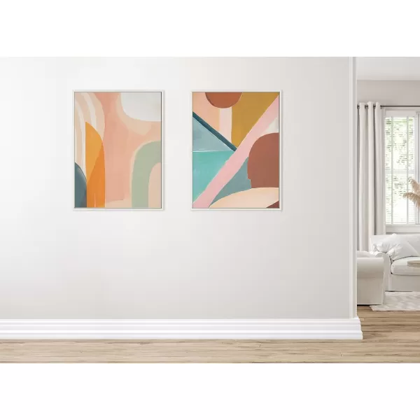 Kate and Laurel Sylvie Sunrise over Marrakesh Framed Canvas Wall Art by Kate Aurelia Holloway 23x33 Natural Decorative Boho Chic Art Print for WallWhite